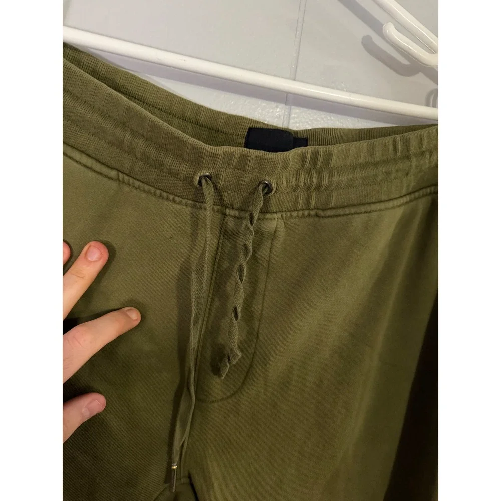 Banana Republic Jogger Pants Mens L Olive Green Tapered Fleece Drawstring EUC